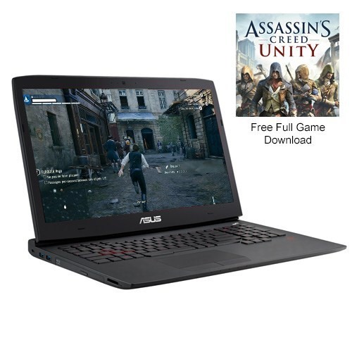 laptop with asassins creed game
